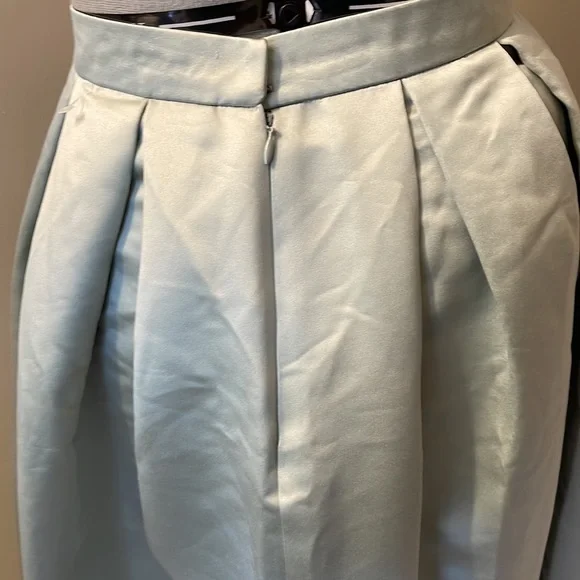 Vintage skirt Watters and Watters box pleat full length sage green satin soft